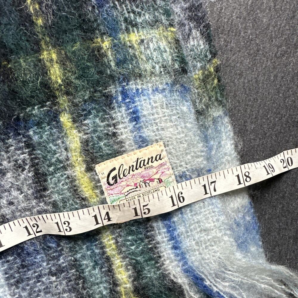 Vintage Glentana Scotland Mohair Wool Shawl Scarf 72x17 Fringe Gordon Tartan - Picture 5 of 7